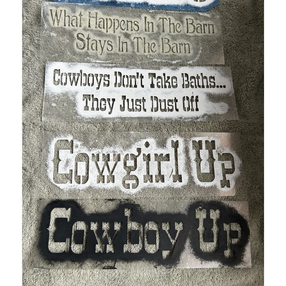 6 Reusable Mylar Stencils For Painting Cowboy Western Cowgirl Funny Signs Decor - Picture 2 of 3